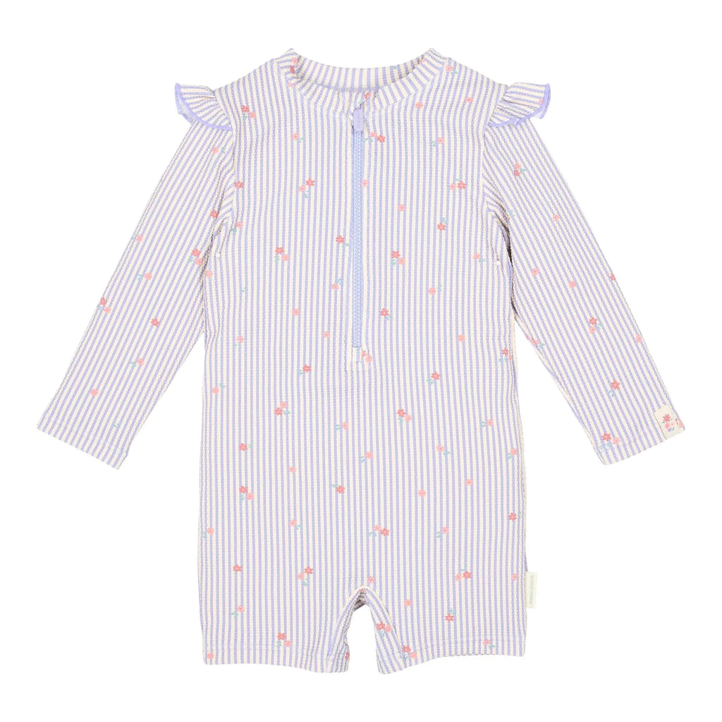 Zwempak lange mouw - UPF 40 - Paars - Dreamy Stripes