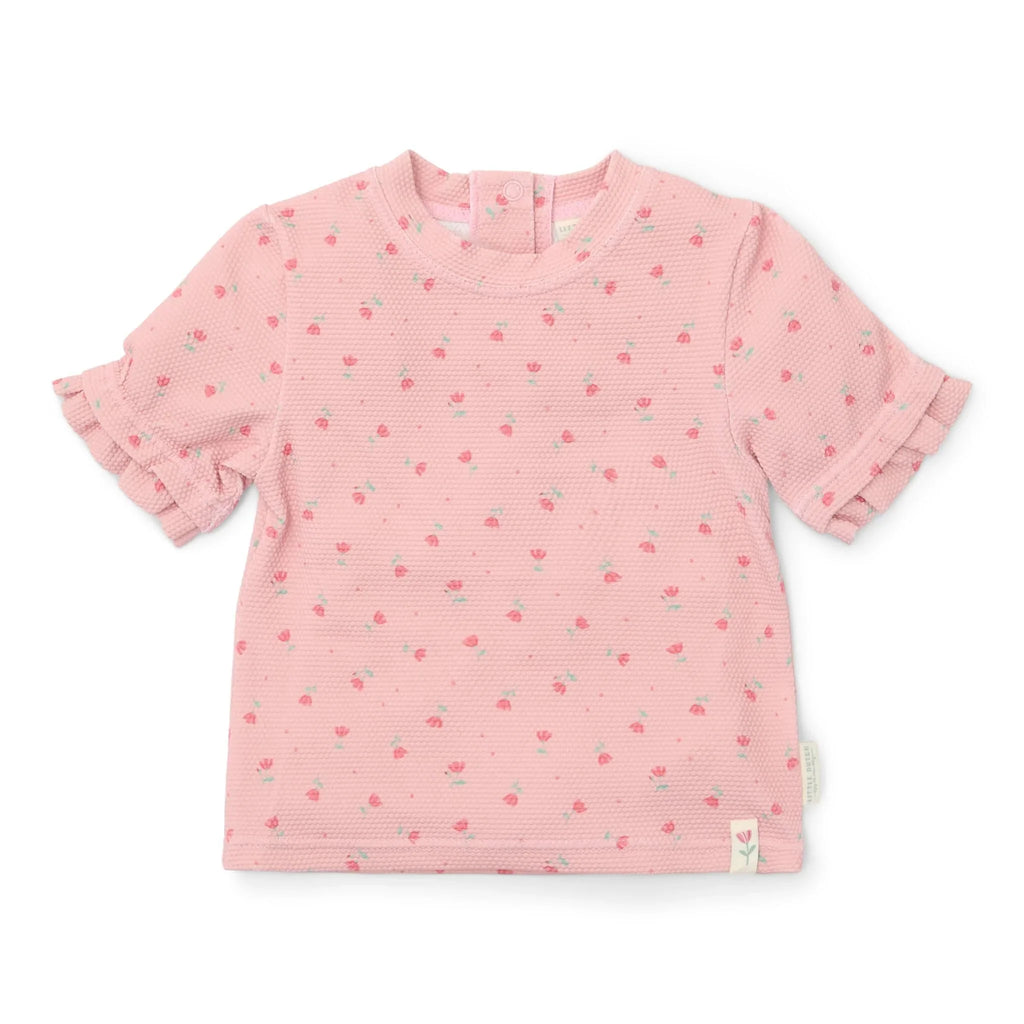 Zwemshirt korte mouw - Lichtroze - Sunny Flowers