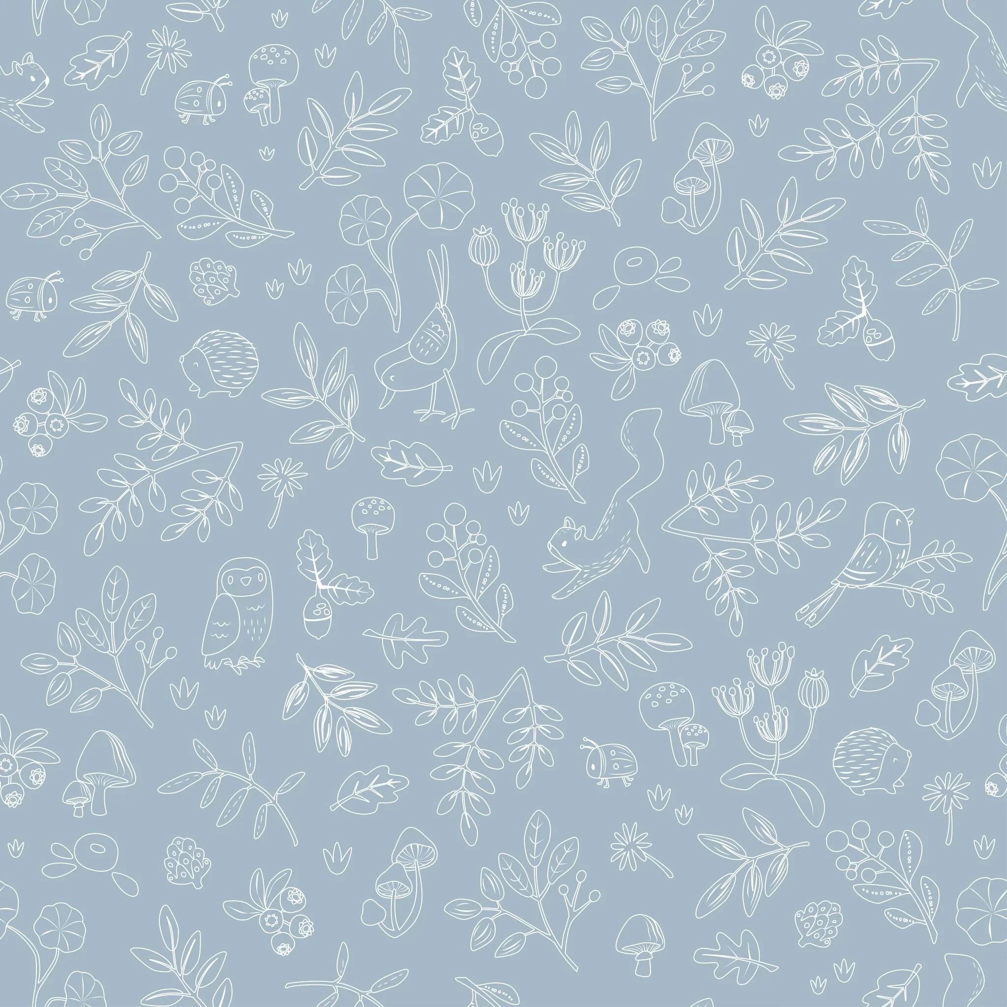 Behangstaal vliesbehang – Blauw – Forest Friends – Forest Wonder