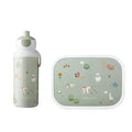 Lunchset - Pop-up drinkfles en lunchbox - Groen - Little Farm