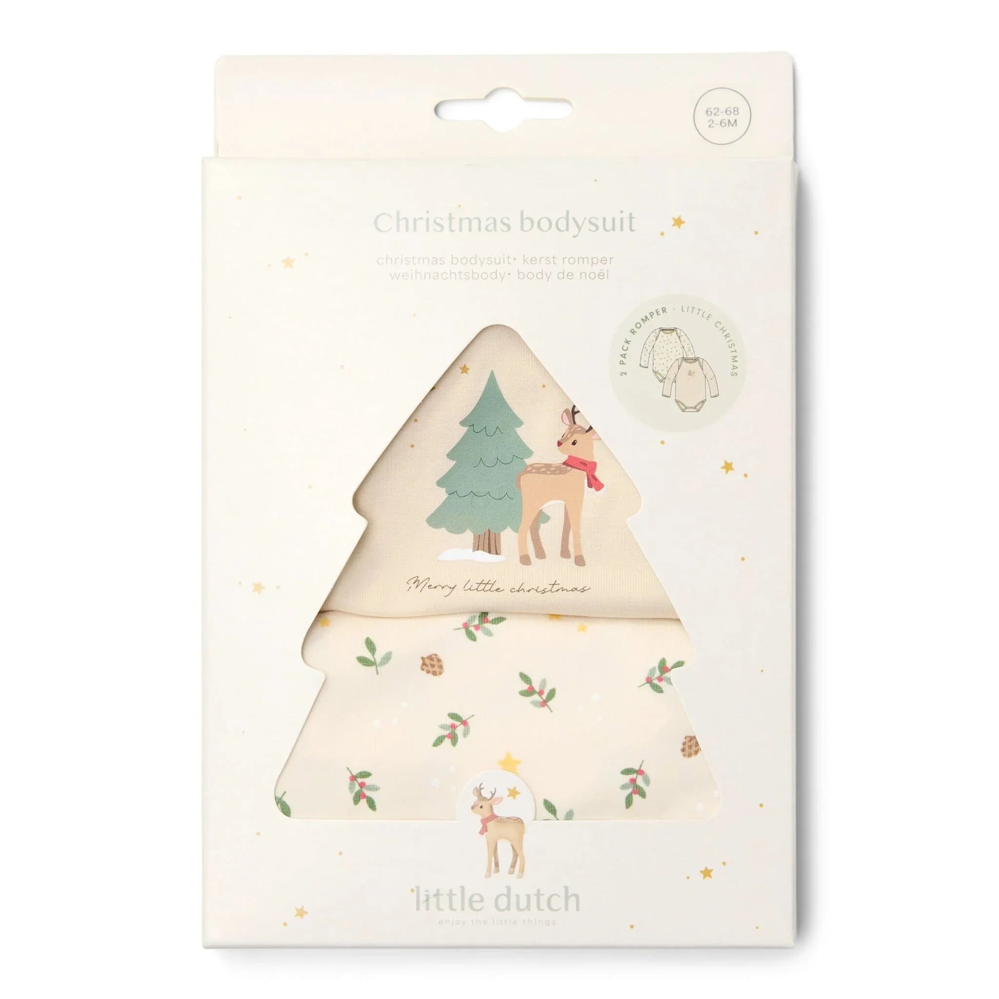2-pack kerst romper lange mouw – Beige