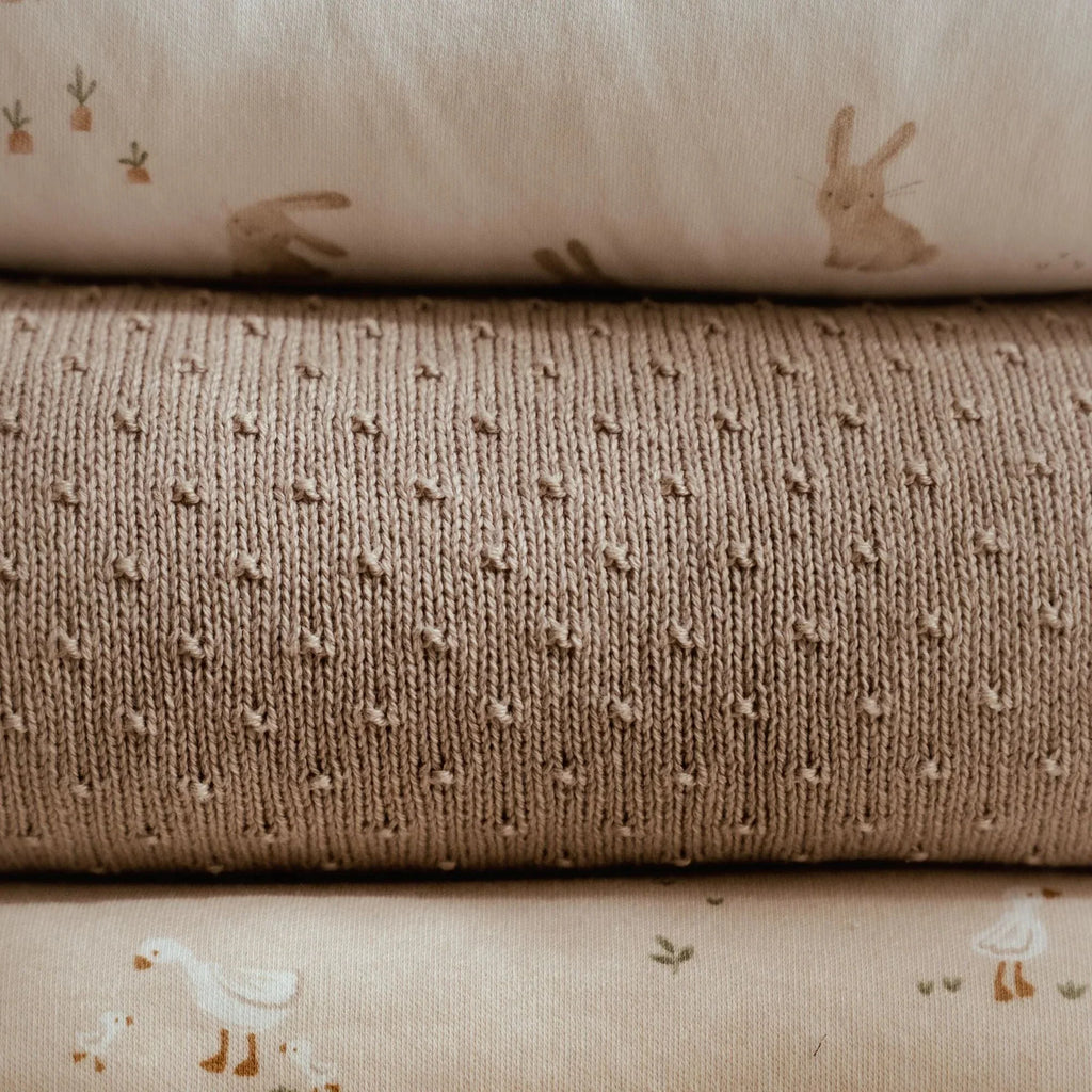 Gebreid wiegdeken - fleece - Beige - Essentials