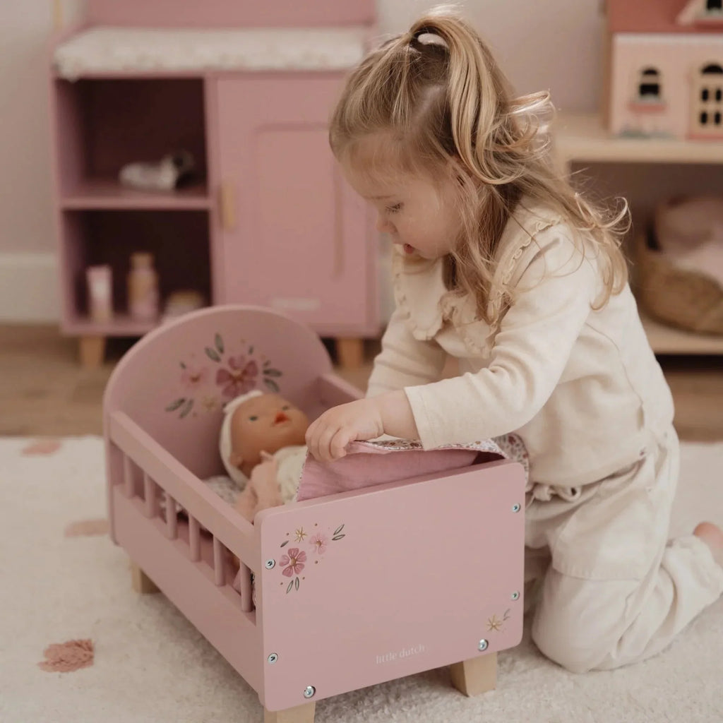 Houten poppenbedje - Roze - Essentials