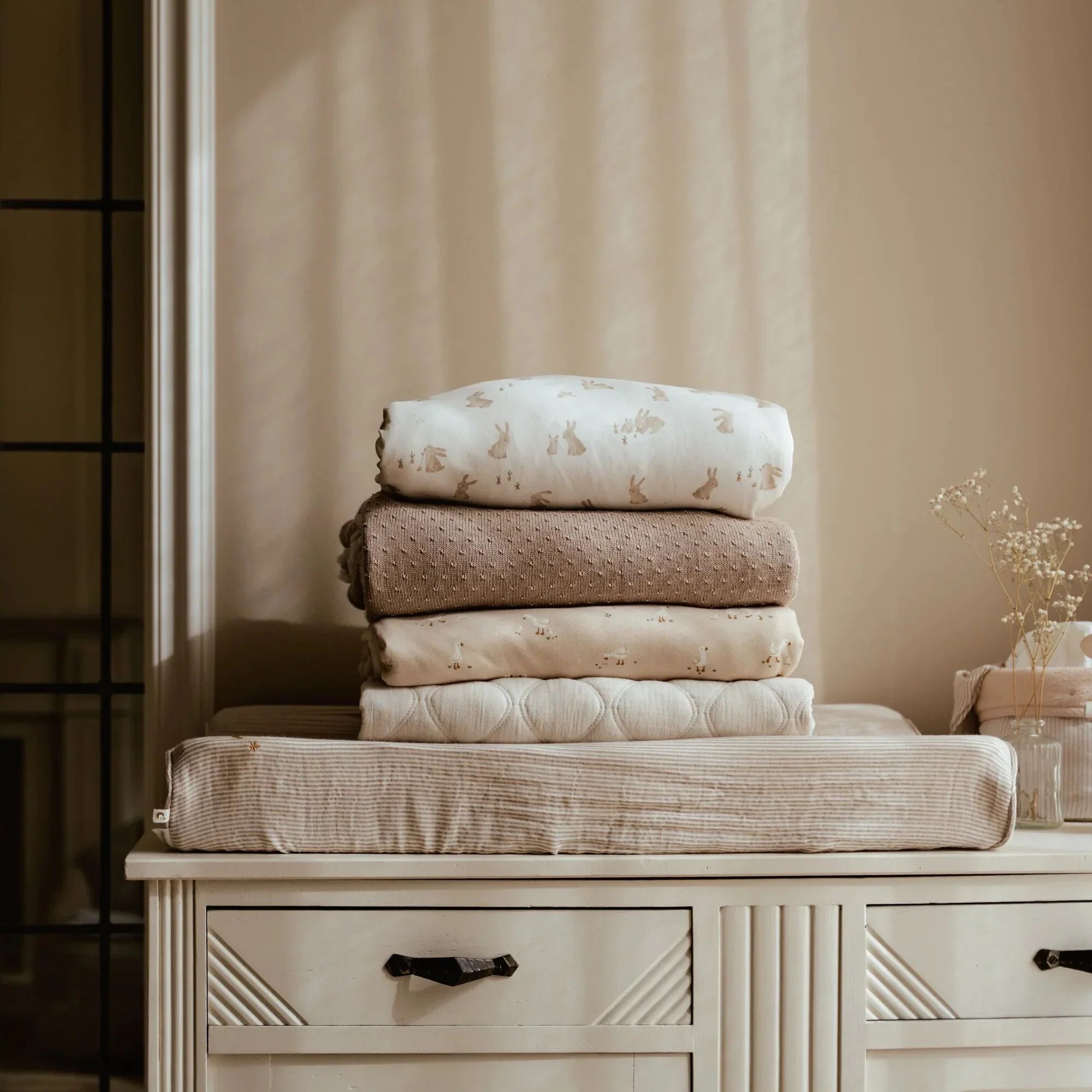 Gebreid ledikantdeken - Fleece - Beige - Essentials