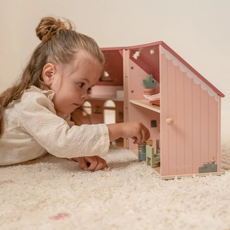 Draagbaar poppenhuis hout