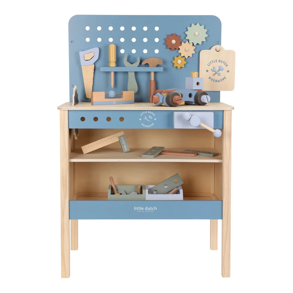 Houten werkbank - Blauw