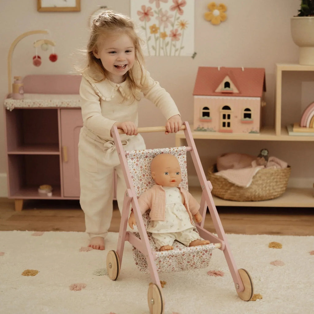 Houten poppenbuggy - Roze - Essentials