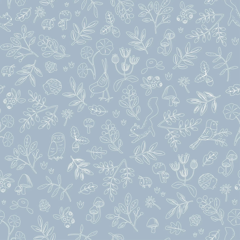 Vliesbehang – Blauw – Forest Friends – Forest Wonder