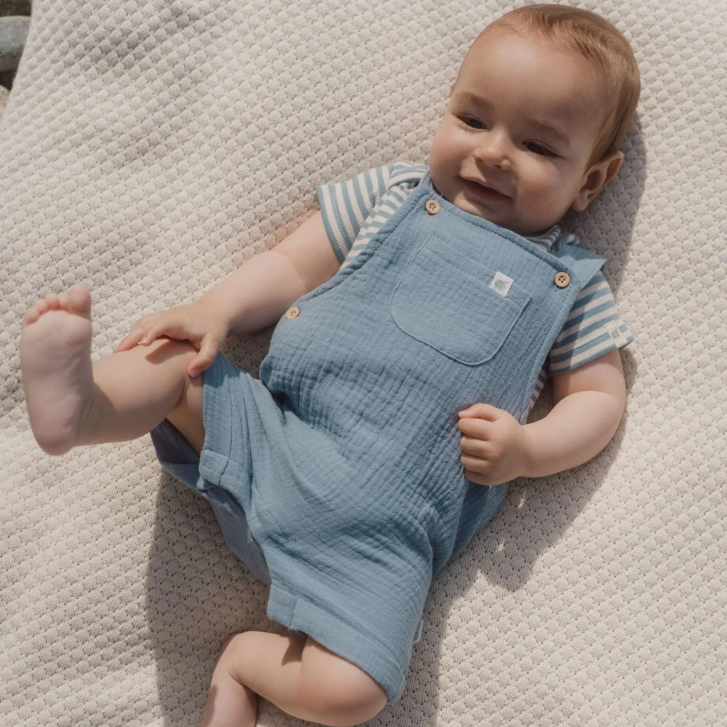 Gestreepte romper korte mouw - Blauw