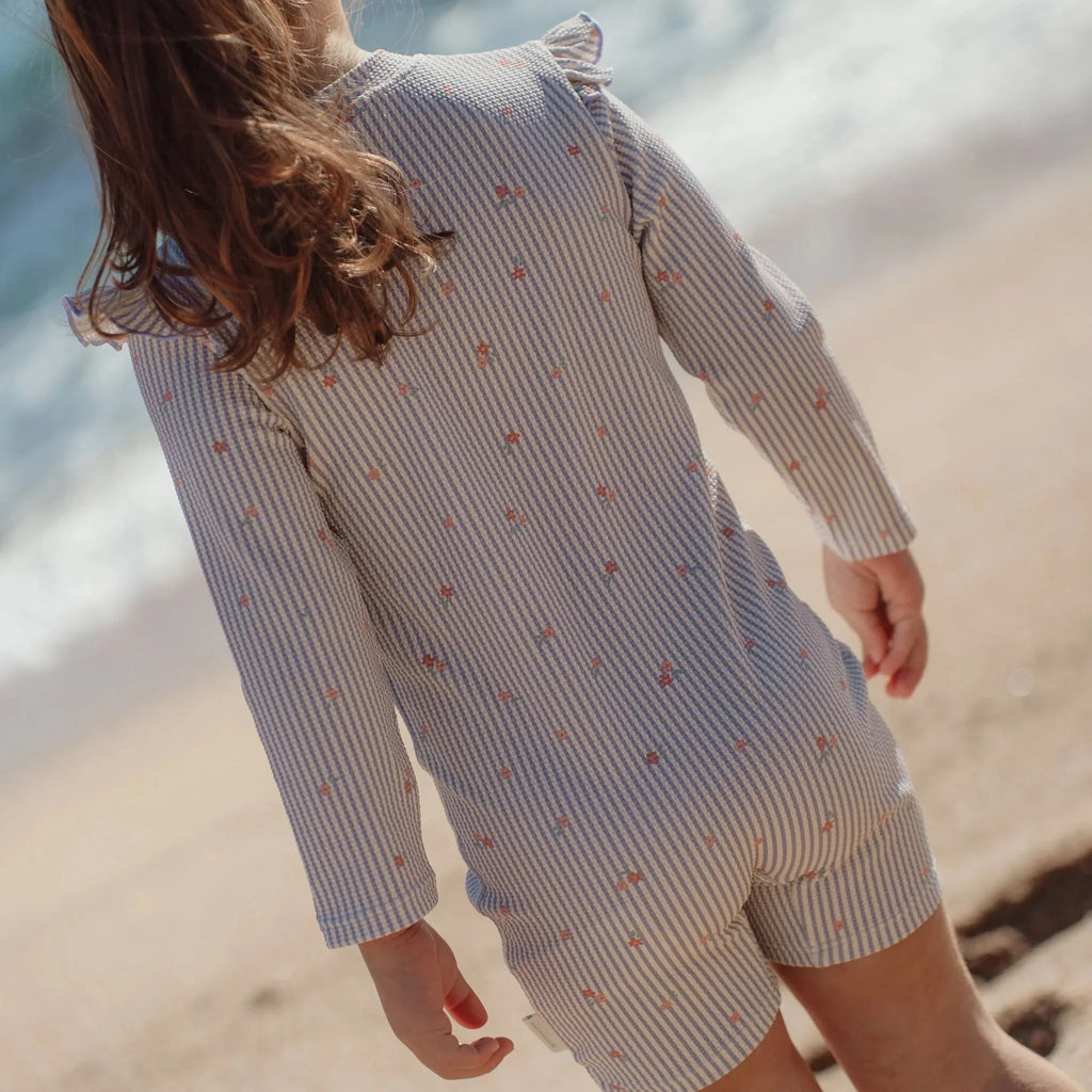 Zwempak lange mouw - UPF 40 - Paars - Dreamy Stripes