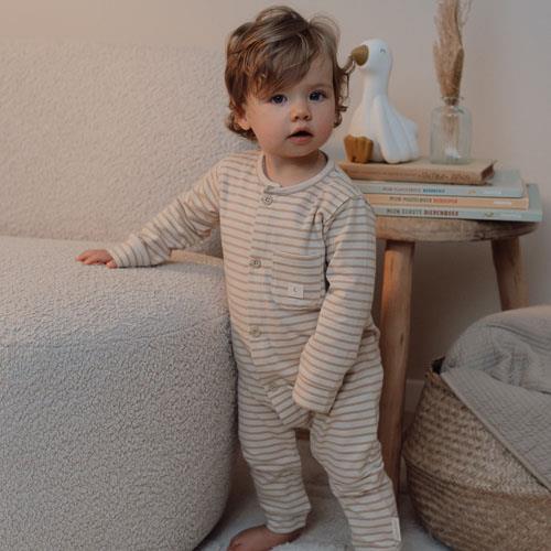 Eendelige pyjama - Zand - Gestreept