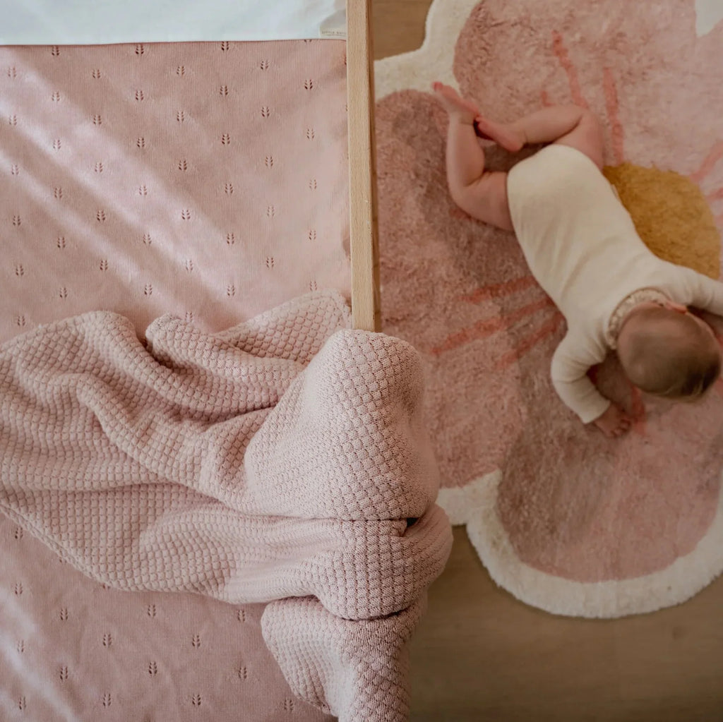 Gebreid ledikantdeken - Fleece - Roze - Essentials