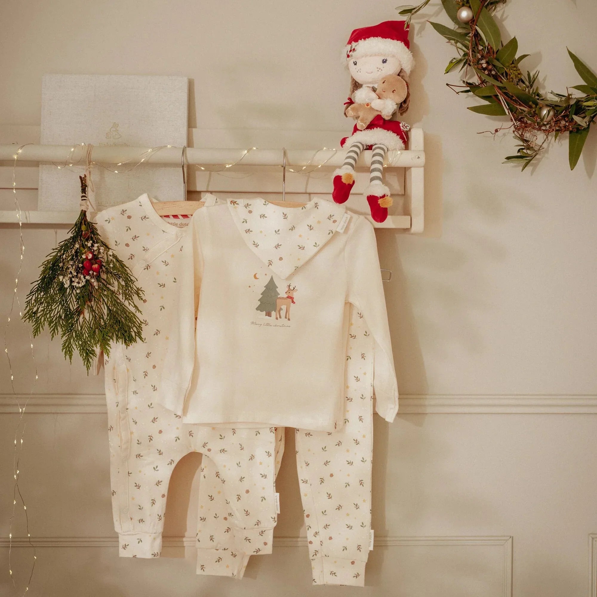 Tweedelige kerst pyjama – Beige