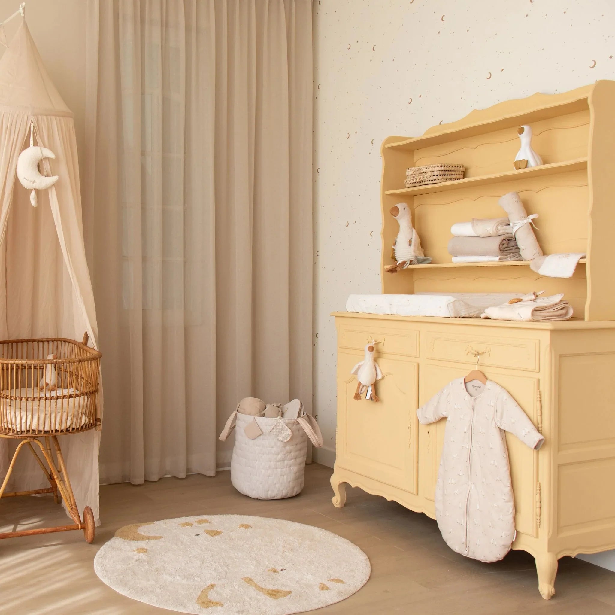 Aankleedkussenhoes - Wit - Newborn Naturals - Moon & Stars